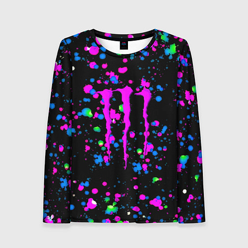 Женский лонгслив Monster energy неоновые краски / 3D-принт – фото 1