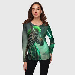 Лонгслив женский Cyperpunk zebra, цвет: 3D-принт — фото 2