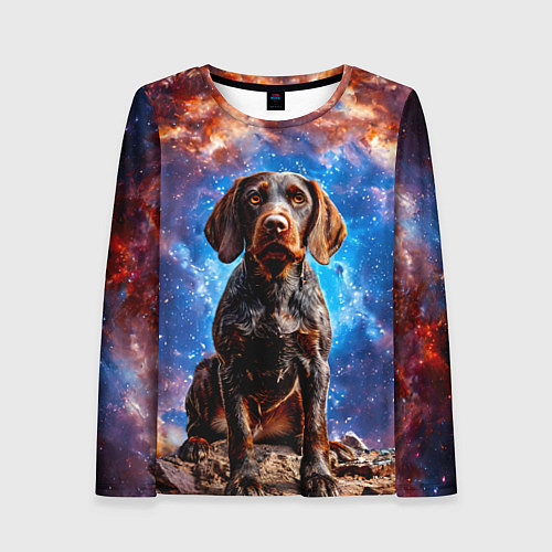 Женский лонгслив Дратхаар в космосе / 3D-принт – фото 1