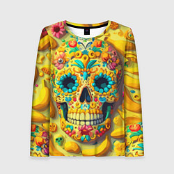 Женский лонгслив Красочный летний паттерн с черепом - нейроарт