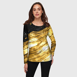 Лонгслив женский Золотой текстурный фон, цвет: 3D-принт — фото 2