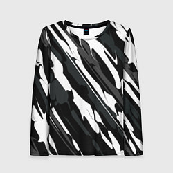 Женский лонгслив Разводы белым на черном