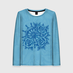 Лонгслив женский Штурвал и три розы, цвет: 3D-принт