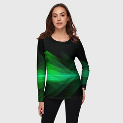 Лонгслив женский Неоновая зеленая абстракция на черном фоне, цвет: 3D-принт — фото 2