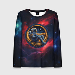 Женский лонгслив Космонавт сидит в луне