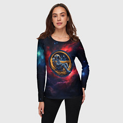 Лонгслив женский Космонавт сидит в луне, цвет: 3D-принт — фото 2