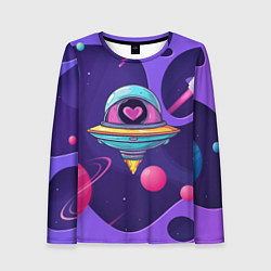 Женский лонгслив Летающая тарелка с сердцем
