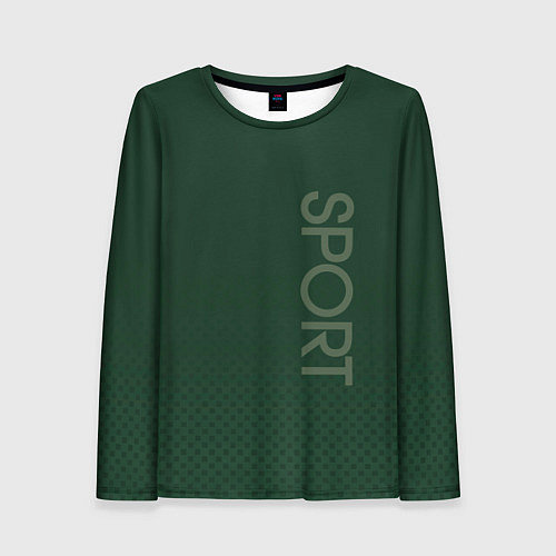 Женский лонгслив Sport тёмно-зелёный текстурный / 3D-принт – фото 1