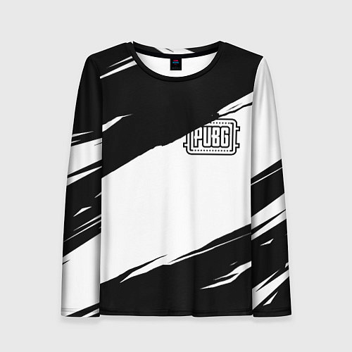 Женский лонгслив PUBG черно белые краски / 3D-принт – фото 1
