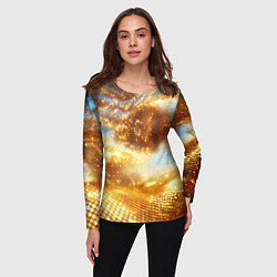 Лонгслив женский Блестящая золотая текстура, цвет: 3D-принт — фото 2