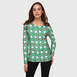 Лонгслив женский Довольные зубы, цвет: 3D-принт — фото 2