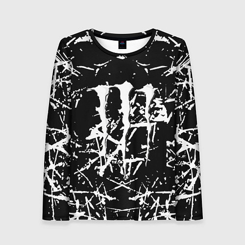 Женский лонгслив Monster energy белые штрихи краско / 3D-принт – фото 1