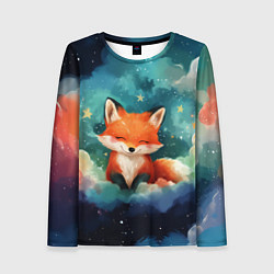 Женский лонгслив Лисенок на облаках