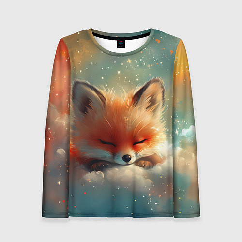 Женский лонгслив Лисенок спит на облаке / 3D-принт – фото 1