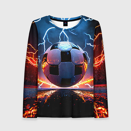 Женский лонгслив Футбольный мяч в молниях / 3D-принт – фото 1