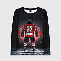 Лонгслив женский Хоккеист на черном, цвет: 3D-принт