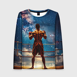 Женский лонгслив Тайский боксер в космосе