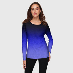 Лонгслив женский Градиент индиго из чёрно в синий текстура крошка, цвет: 3D-принт — фото 2