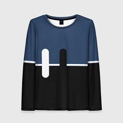 Лонгслив женский Простая абстракция сине-чёрный с белым, цвет: 3D-принт