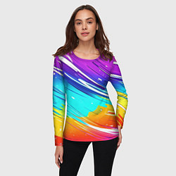 Лонгслив женский Радужные брызги краски текстура, цвет: 3D-принт — фото 2
