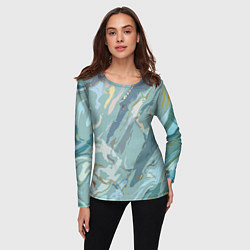 Лонгслив женский Холодный голубой абстракция, цвет: 3D-принт — фото 2