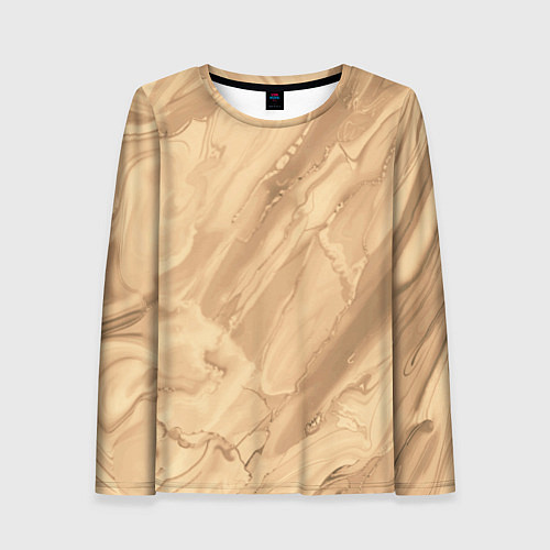 Женский лонгслив Бежевая текстура каменная мрамор / 3D-принт – фото 1