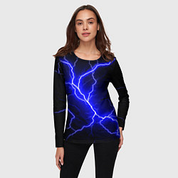 Лонгслив женский Color blue black, цвет: 3D-принт — фото 2