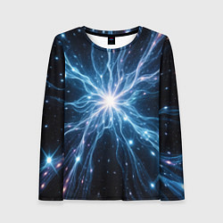 Женский лонгслив Всплеск света и звезды - космическая абстракция