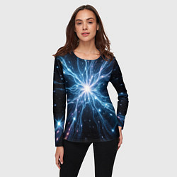 Лонгслив женский Всплеск света и звезды - космическая абстракция, цвет: 3D-принт — фото 2