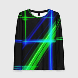 Лонгслив женский Color blue black green, цвет: 3D-принт