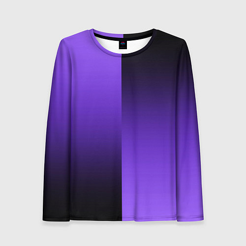 Женский лонгслив Чёрно-сиреневый градиент пополам / 3D-принт – фото 1