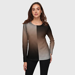 Лонгслив женский Чёрно-коричневый текстурный градиент пополам, цвет: 3D-принт — фото 2