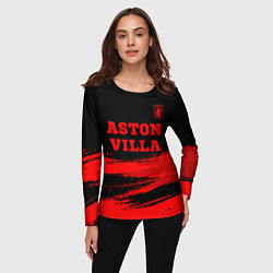 Лонгслив женский Aston Villa - red gradient посередине, цвет: 3D-принт — фото 2