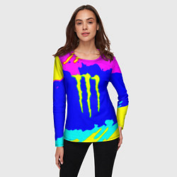 Лонгслив женский Monster energy краски цветные, цвет: 3D-принт — фото 2