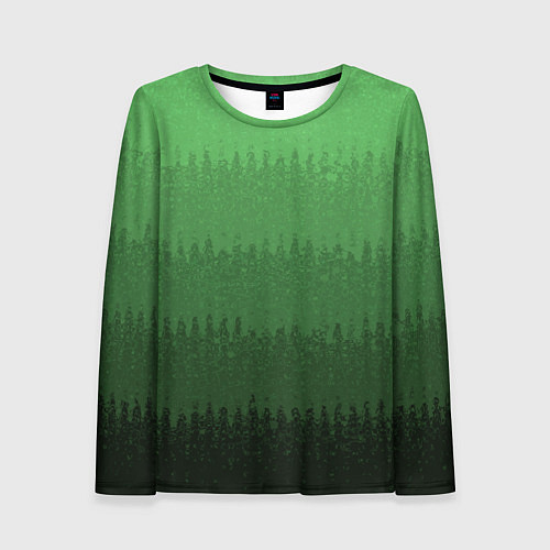 Женский лонгслив Зеленый градиент текстурные полосы / 3D-принт – фото 1