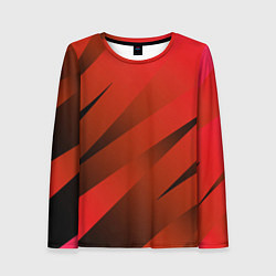 Женский лонгслив Красно-коричневый абстрактные полосы