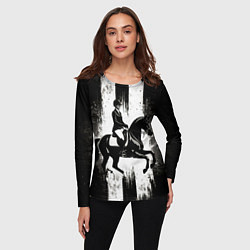 Лонгслив женский Конный спорт на черном, цвет: 3D-принт — фото 2