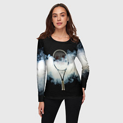 Лонгслив женский Теннисная ракетка в дыму, цвет: 3D-принт — фото 2