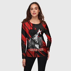 Лонгслив женский Сектор Газа красно-черный фон, цвет: 3D-принт — фото 2
