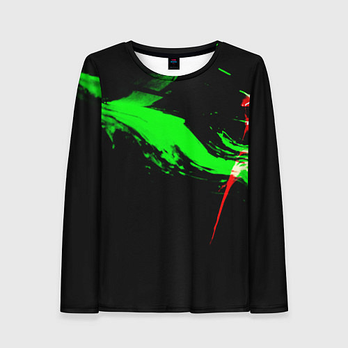 Женский лонгслив Color black green red / 3D-принт – фото 1