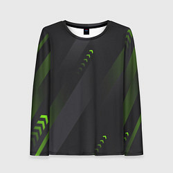 Лонгслив женский Color black green, цвет: 3D-принт