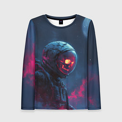 Женский лонгслив Скелет космонавта под луной