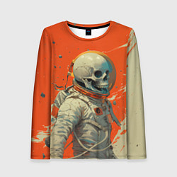 Женский лонгслив Скелет космонавт и краска на фоне