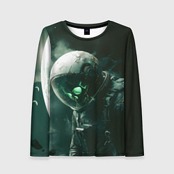 Лонгслив женский Скелет космонавта в космосе, цвет: 3D-принт