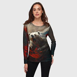 Лонгслив женский Русский медведь в прыжке, цвет: 3D-принт — фото 2