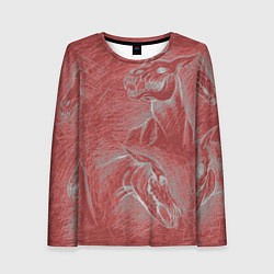 Лонгслив женский Черепа лошадей - эскиз, цвет: 3D-принт