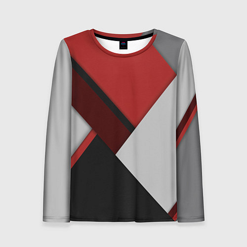 Женский лонгслив Color black red grey / 3D-принт – фото 1