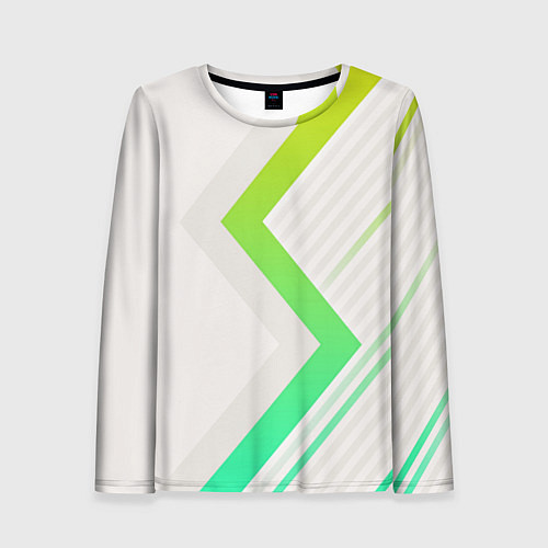 Женский лонгслив Color white line green / 3D-принт – фото 1