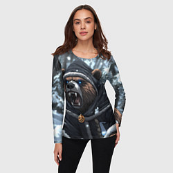 Лонгслив женский Зима - русский медведь, цвет: 3D-принт — фото 2