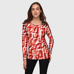 Лонгслив женский Красно-белый объёмный эффект, цвет: 3D-принт — фото 2